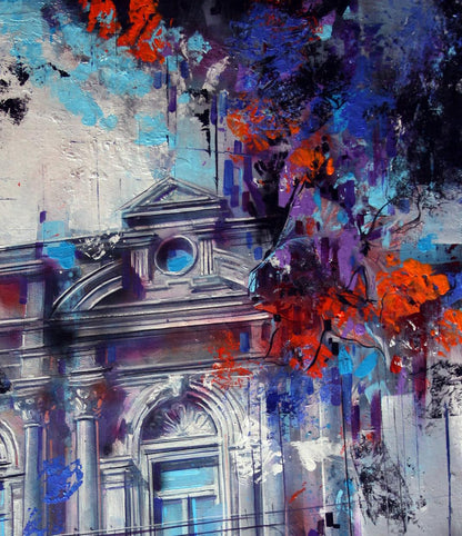 Oil painting Waiting for a miracle by Alexander Dobrodiy with vibrant overlays