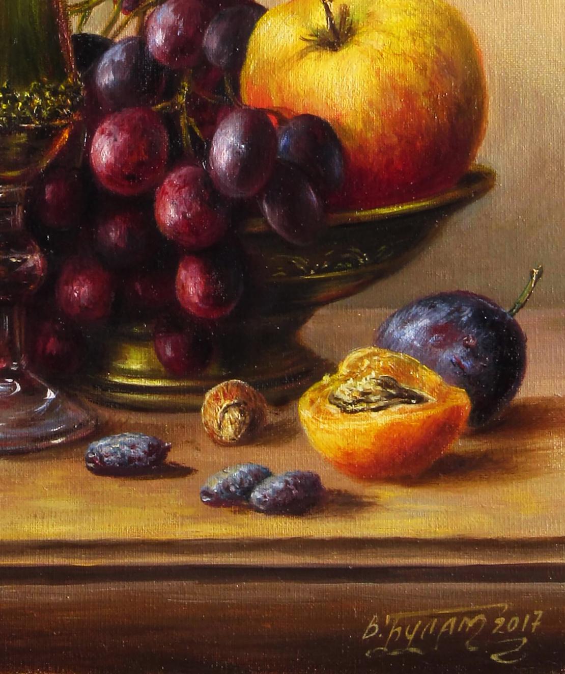 Oil painting The fleetingness of beauty by Valeriy Bulat: grapes and apple