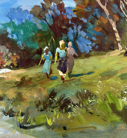 Vibrant impressionist oil painting A walk in the forest by Yuriy Suprunchuk