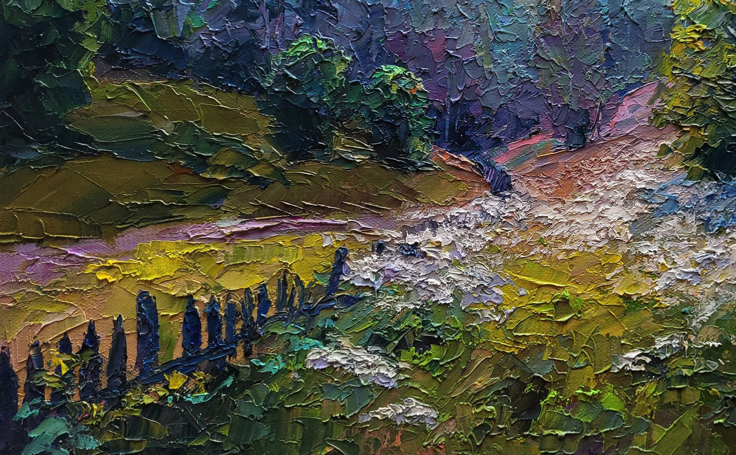 Oil painting Wildflowers are growing by Boris Serdyuk impasto landscape