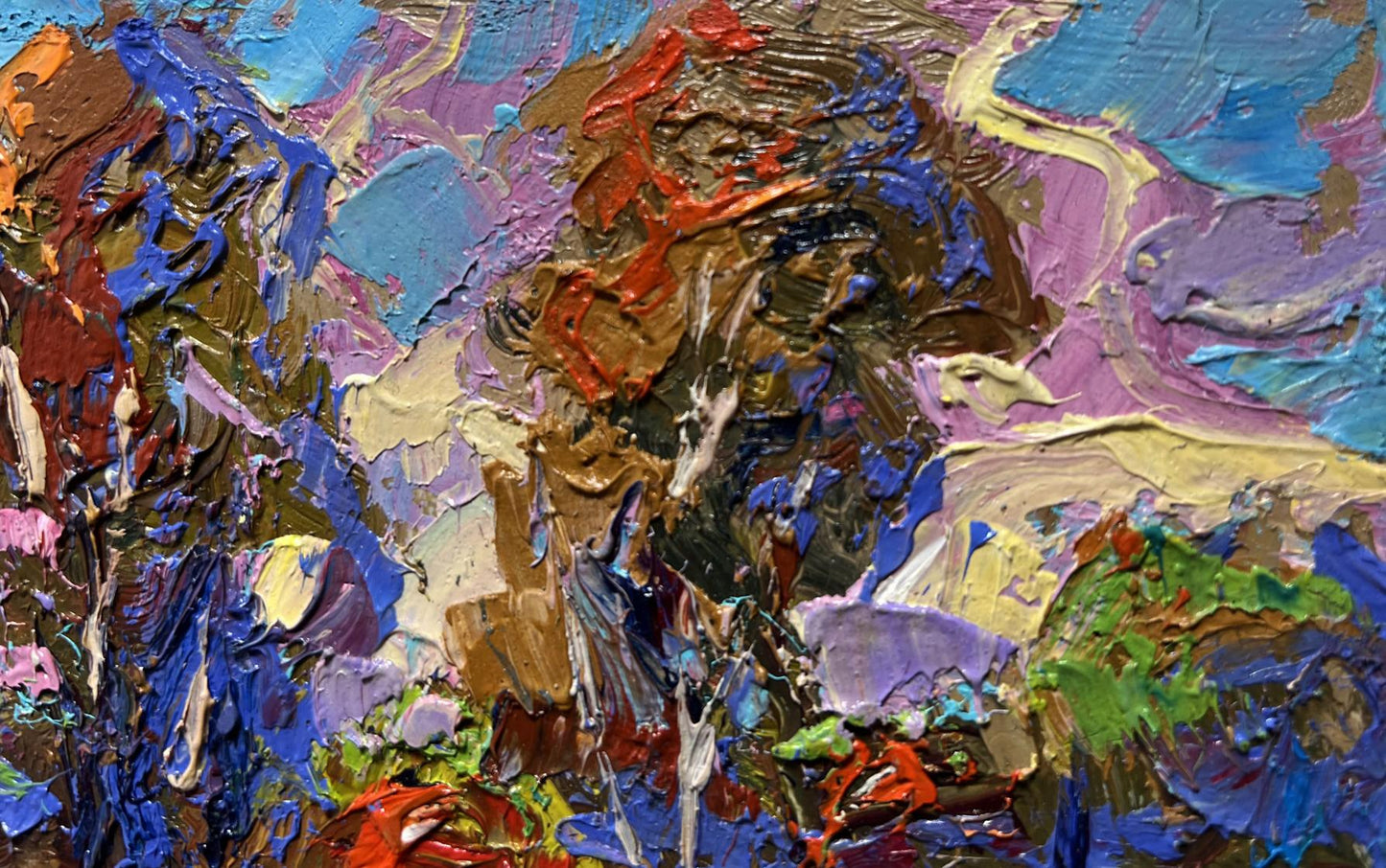 Vibrant oil painting Village freedom and relaxation by Oksana Ivanyuk
