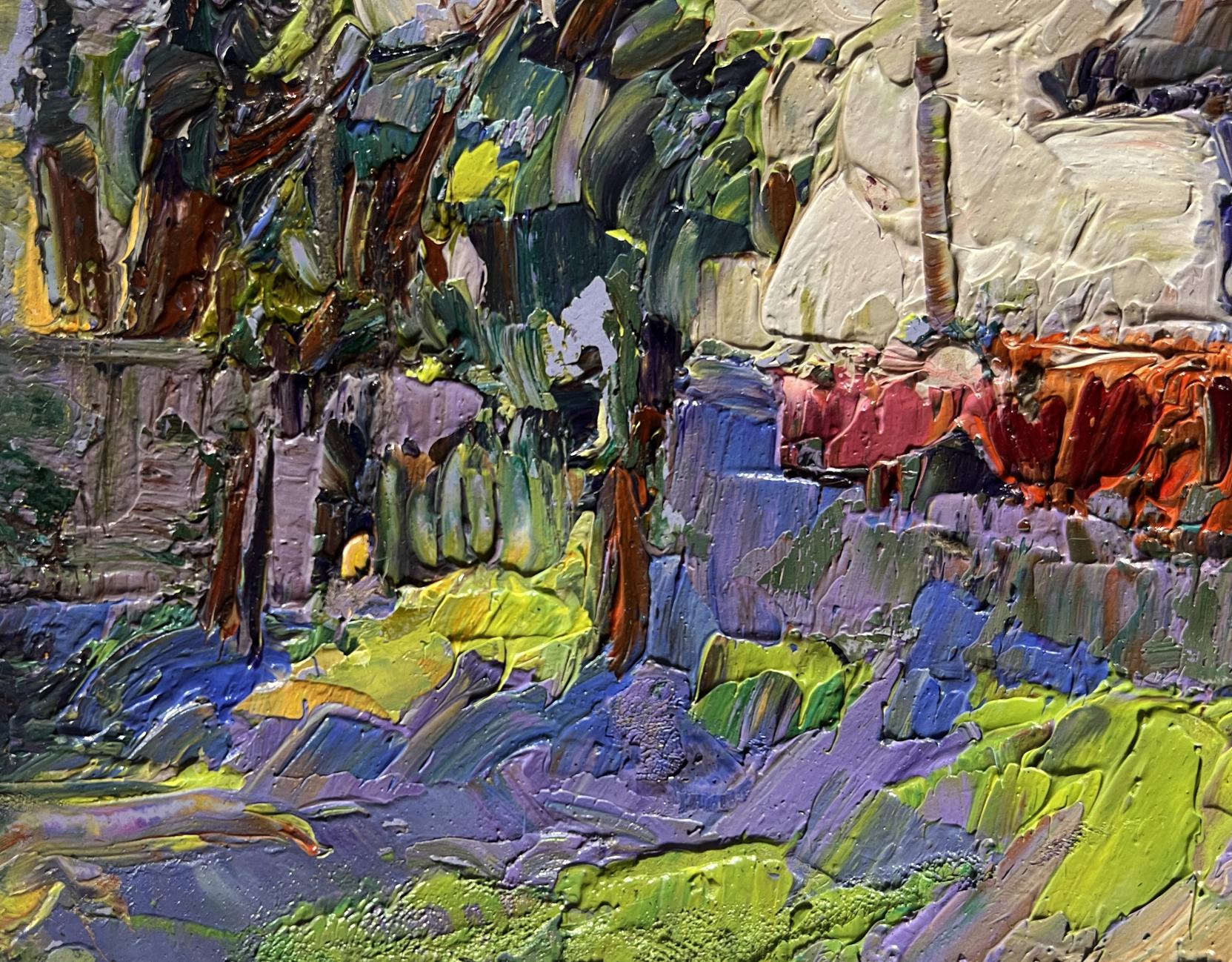 Vibrant impressionist oil painting Saturday night at home by Oksana Ivanyuk