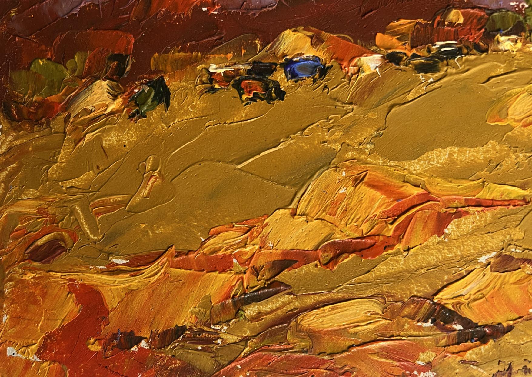 Oil painting Orange sunset over mountains by Oleksiy Ivanyuk