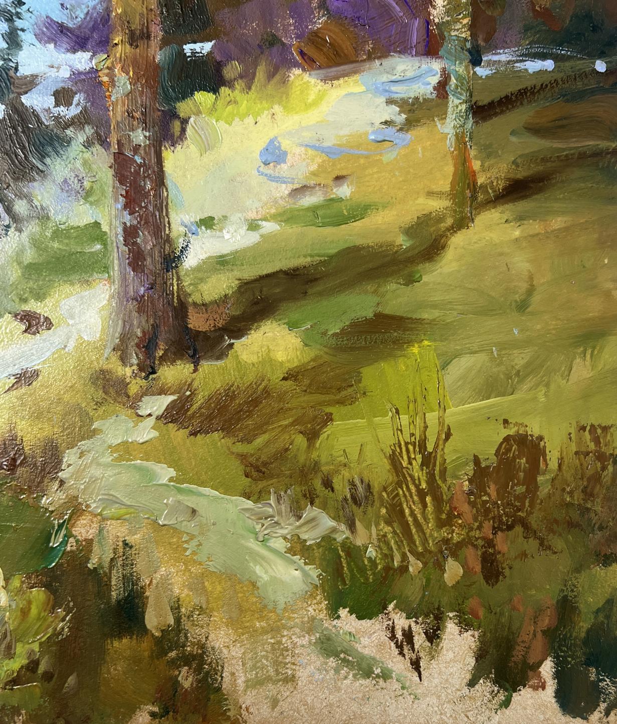 Textured impressionist forest oil painting Where the fairy tale lives by Yuriy Suprunchuk