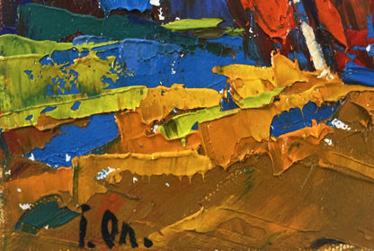 Vibrant abstract oil painting Autumn touches the field by Oleksiy Ivanyuk