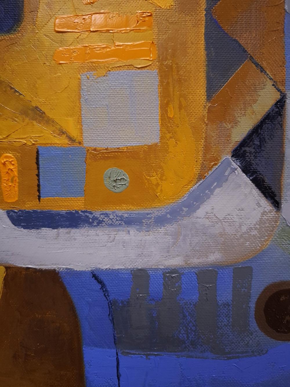 Oil painting October sunshine by Sergiy Voichenko with bold geometric shapes