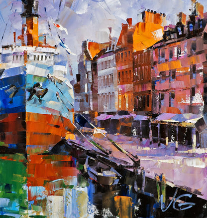 Vibrant abstract oil painting Second Bank by Volodymyr Gluhomanyuk