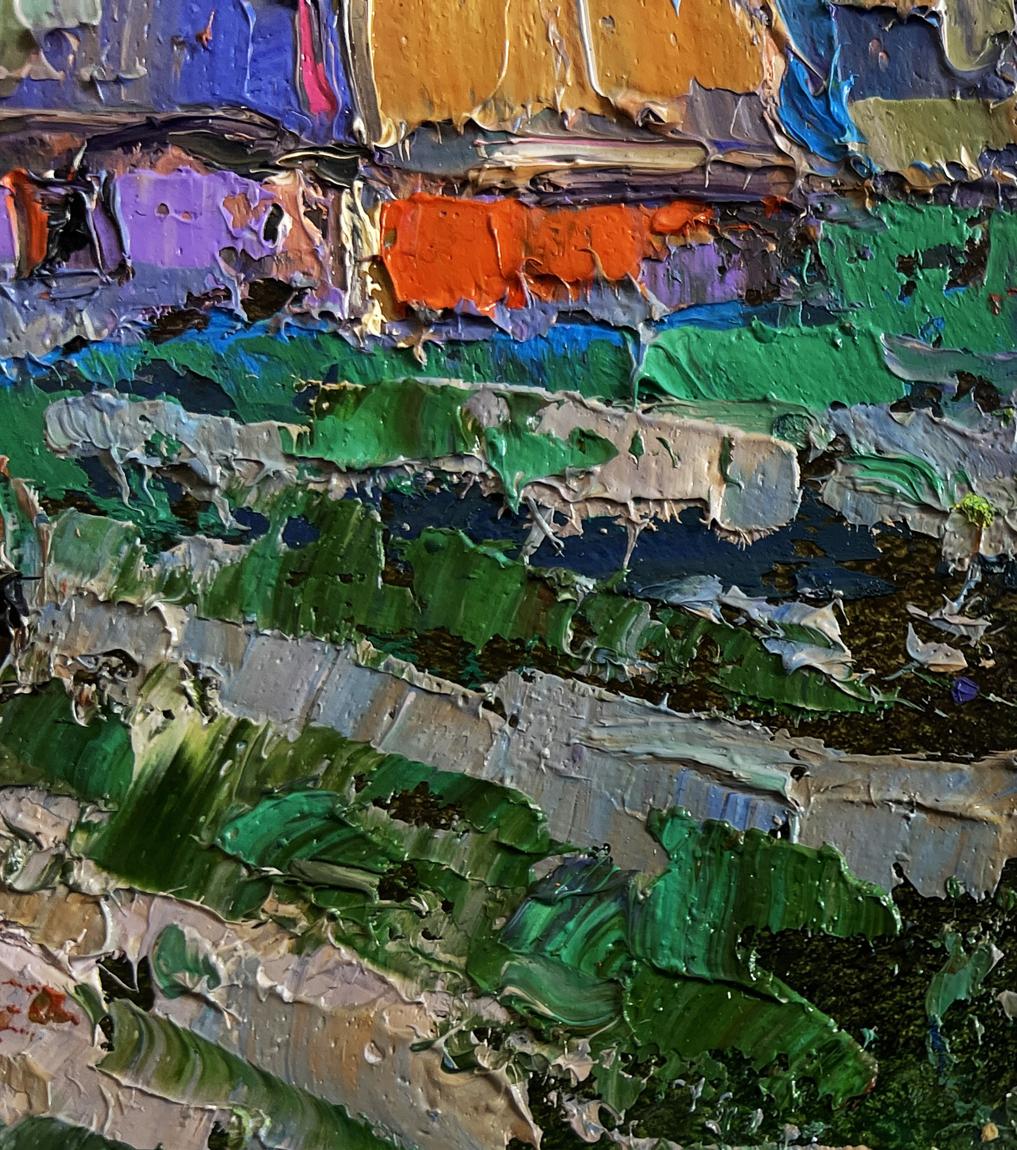 Oil painting Cool wind in the evening by Oksana Ivanyuk, vibrant abstract impasto
