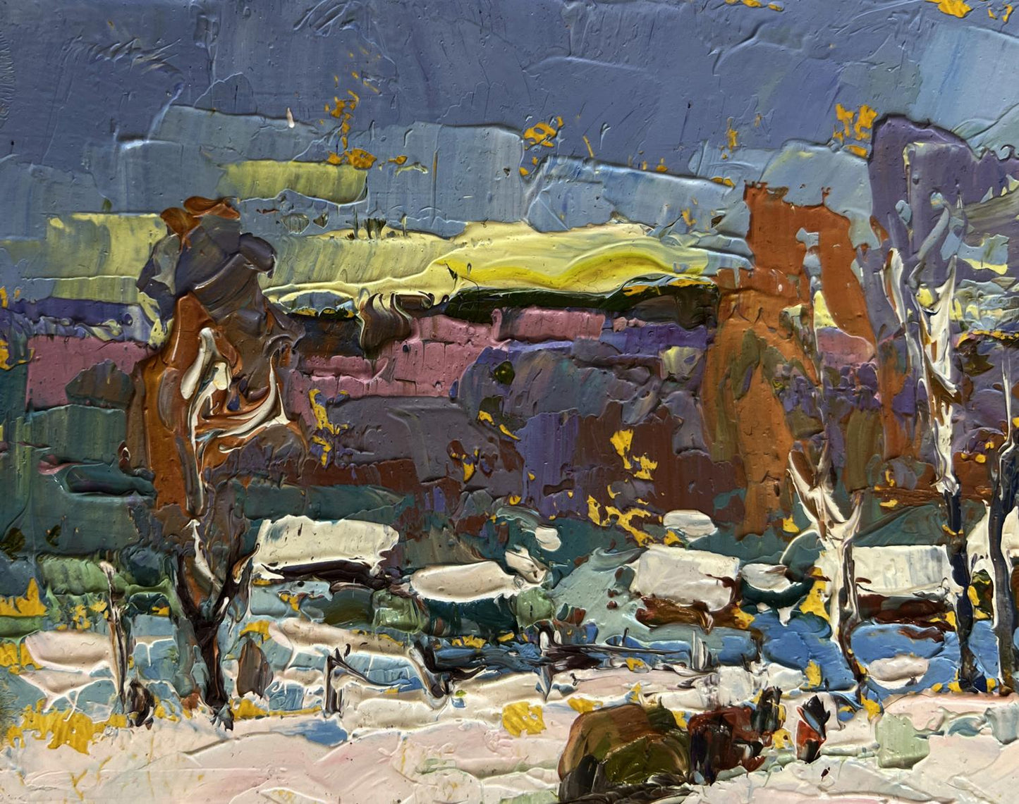 Oil painting Returning home with hay by Oksana Ivanyuk textured landscape