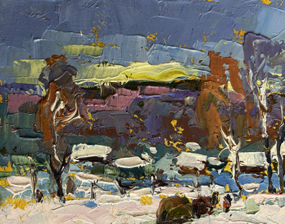 Oil painting Returning home with hay by Oksana Ivanyuk textured landscape