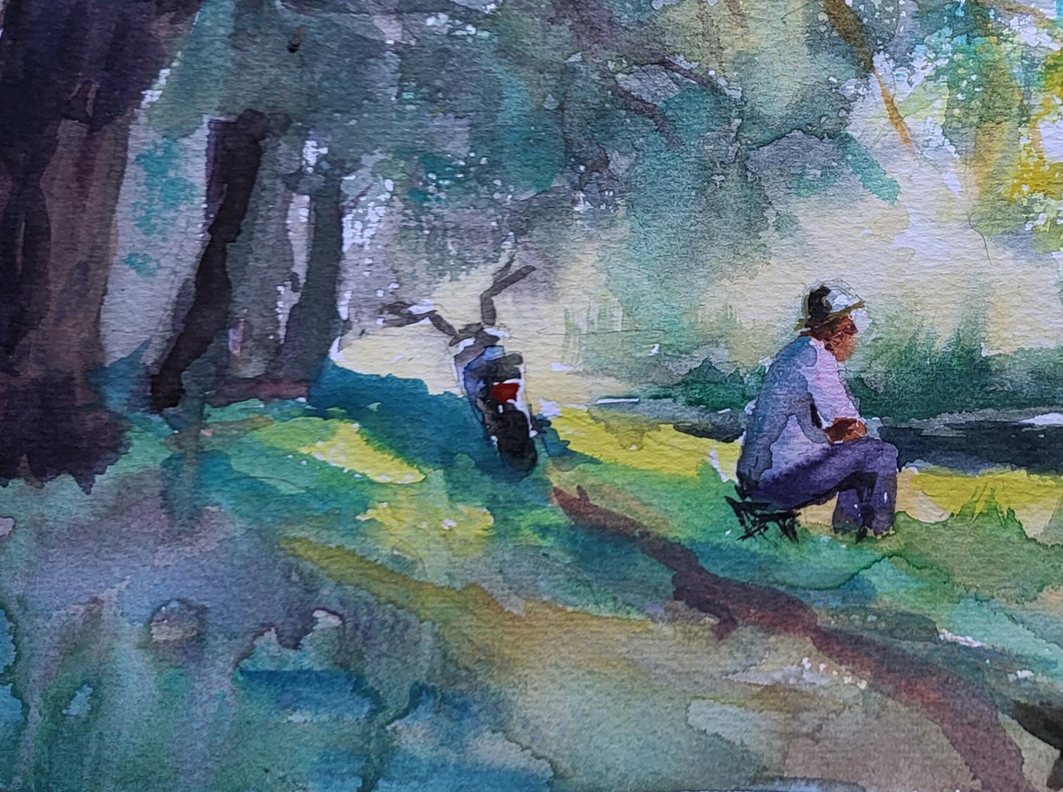 Watercolor painting by the shore of peace by Boris Serdyuk