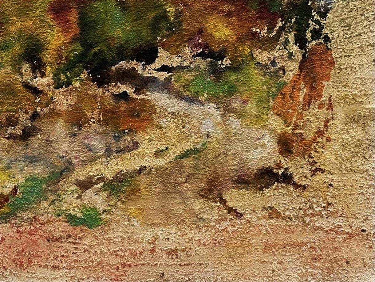 Oil painting Utopian thoughts by Pavlo Miroshnychenko in earthy tones