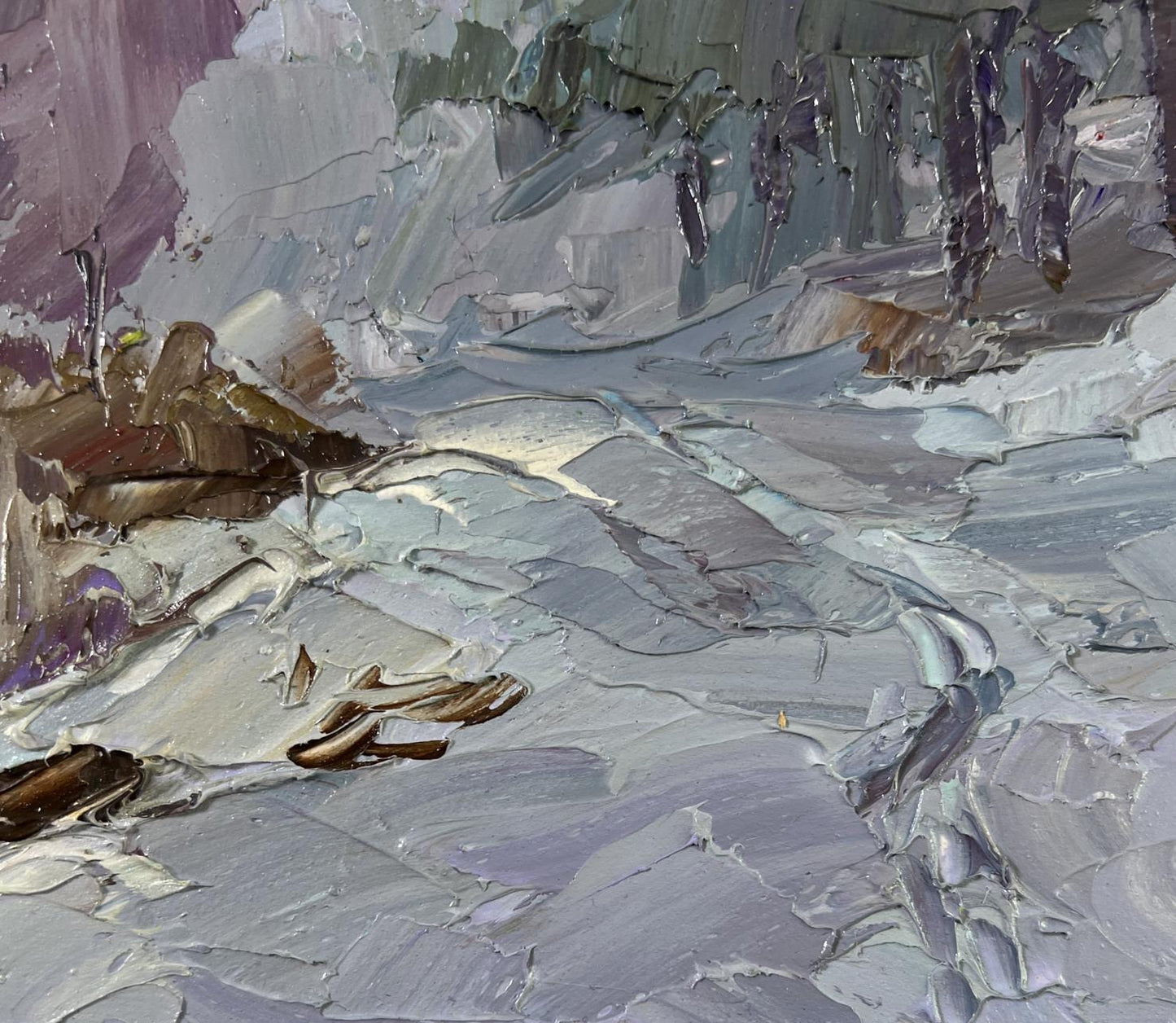 Oil painting Without a Trace by Boris Serdyuk: textured rocky shoreline