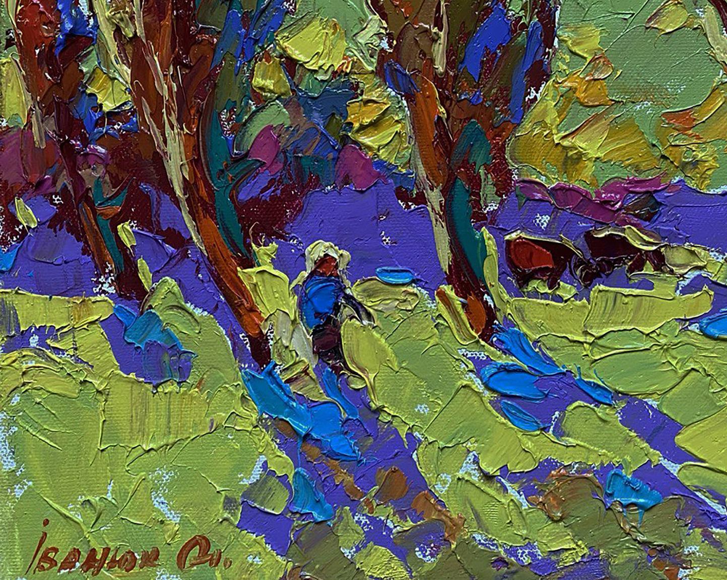 Vibrant impressionist oil painting Returning home in the evening by Oleksiy Ivanyuk