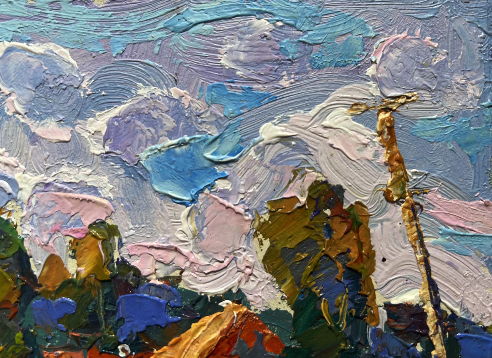 Oil painting Quiet village street by Oksana Ivanyuk with vibrant impasto strokes