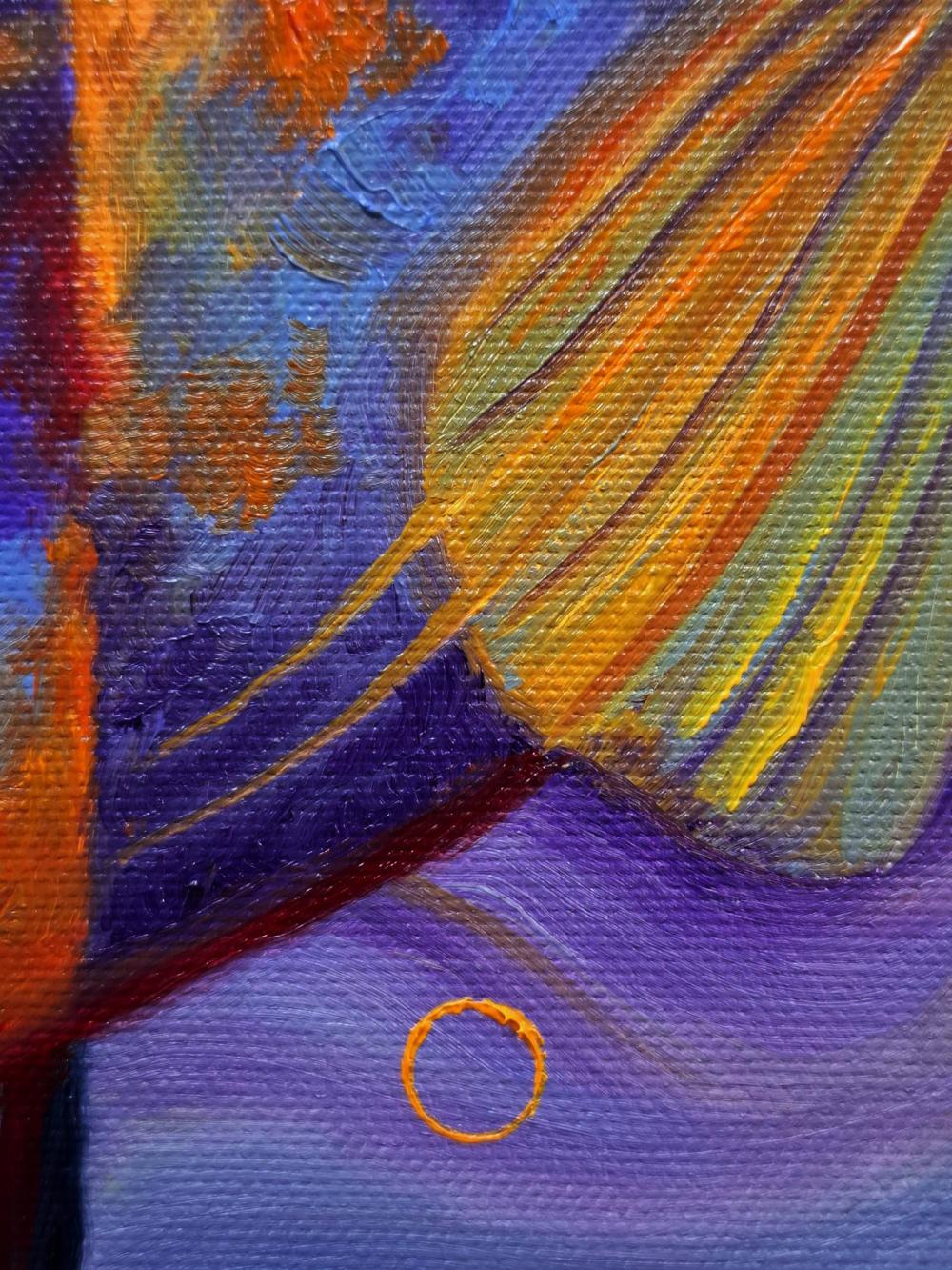 Vibrant oil painting Orange and purple by Sergiy Voichenko, bold strokes