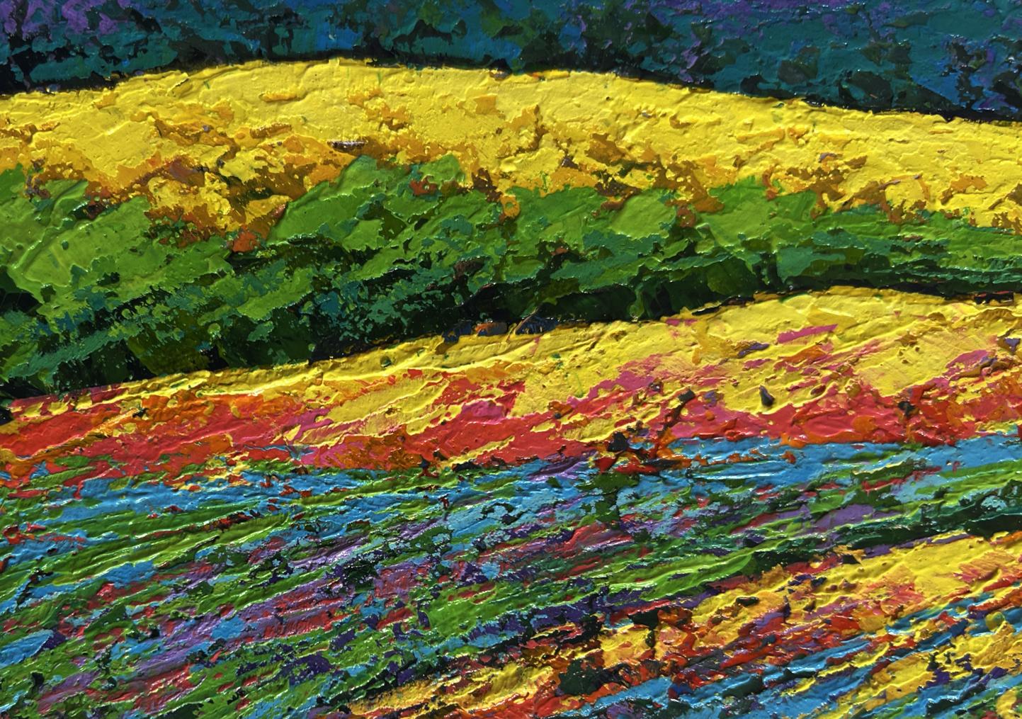 Vibrant impressionist oil painting At the foot of the mountains by V. Zadorozhnya