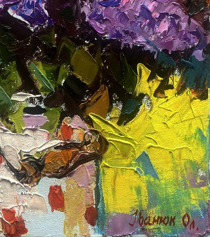 Vibrant impasto oil painting The scent of lilac fills the room by Oleksiy Ivanyuk