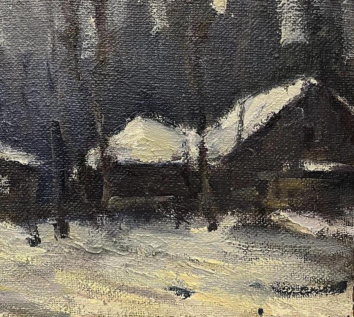 Oil painting White Night by Volodymyr Pashchenko snowy landscape