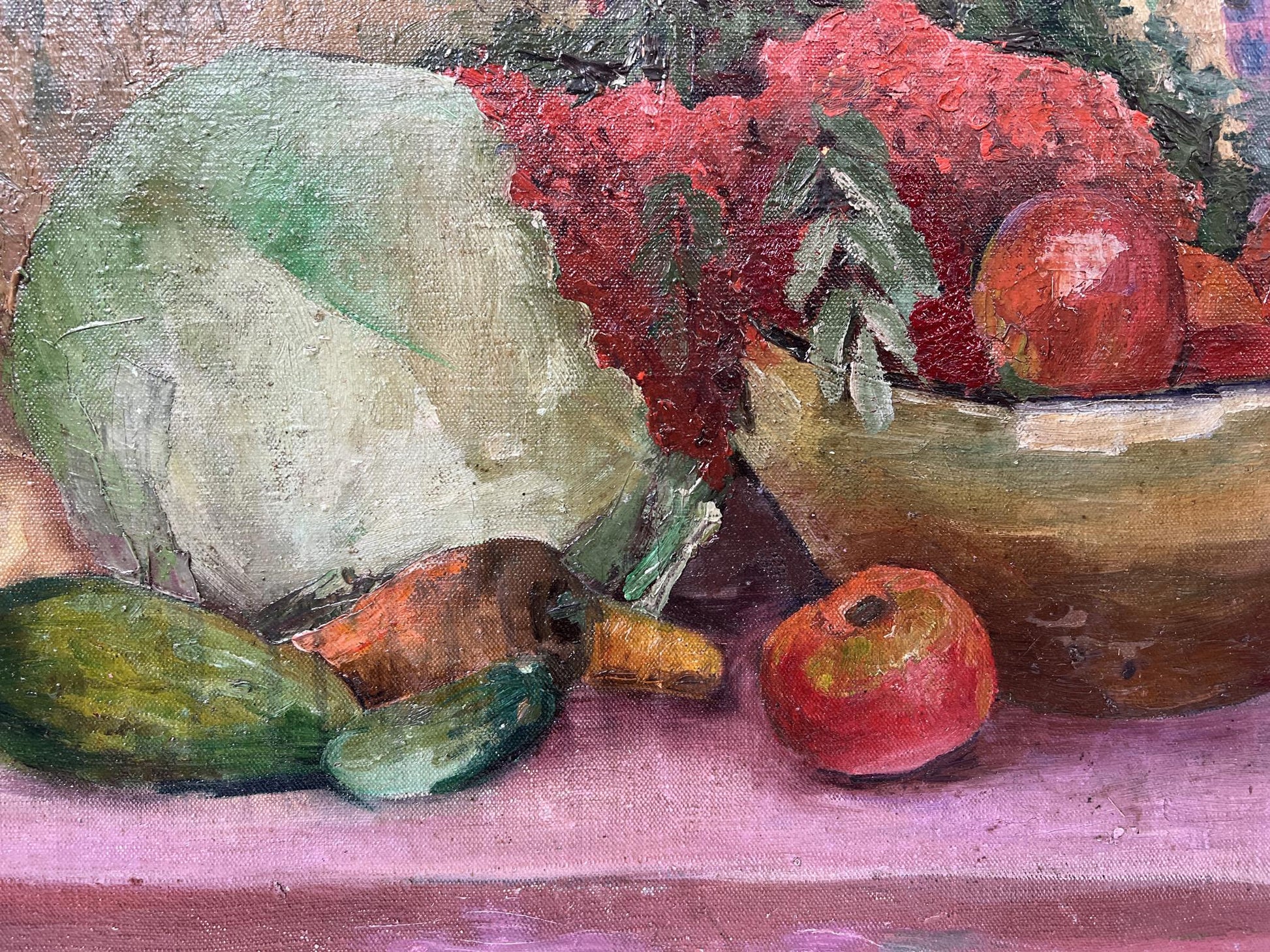 Oil painting The taste of life by Nestor Kizenko: textured green cabbage
