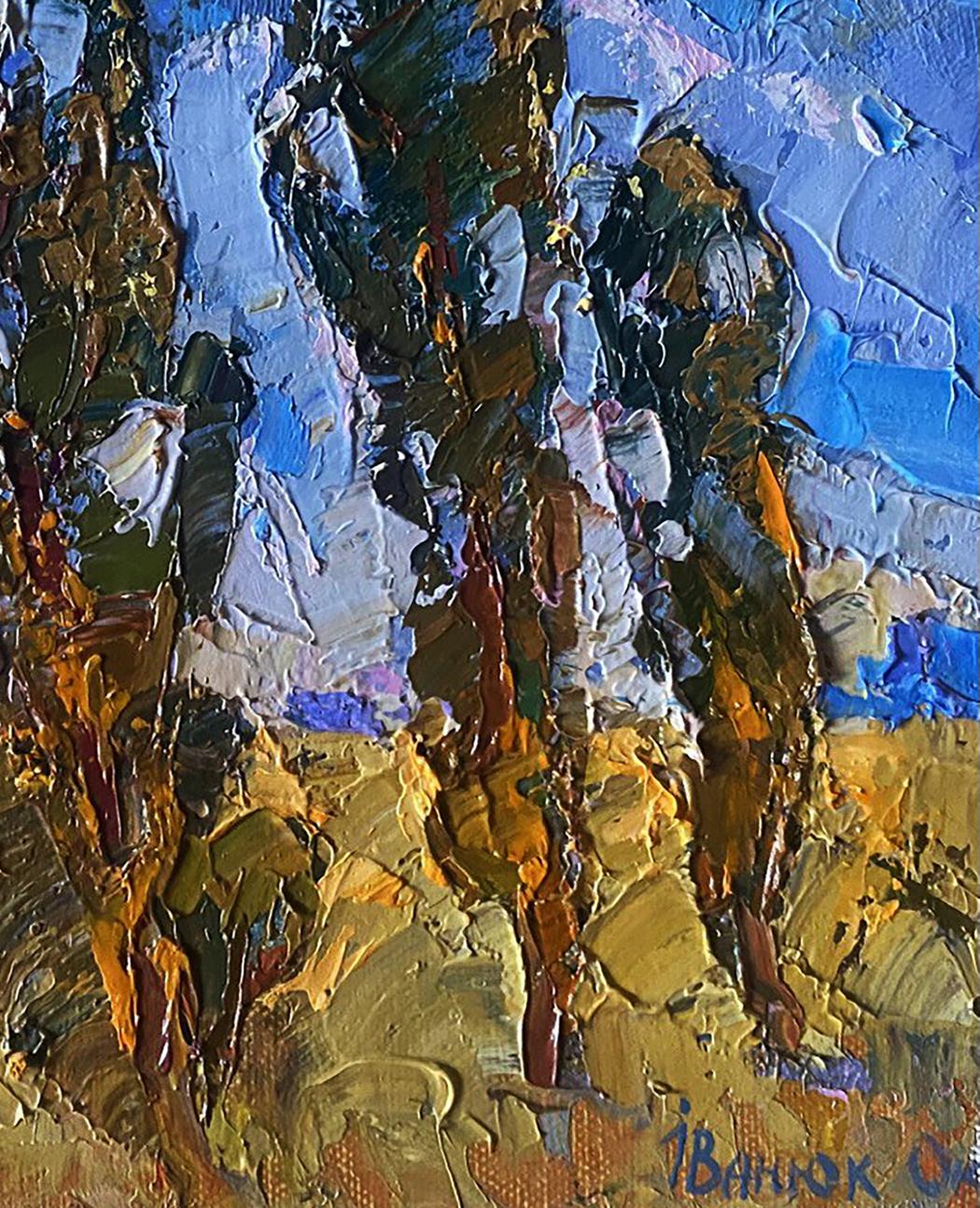 Textured impressionistic oil painting On the Road by Oksana Ivanyuk