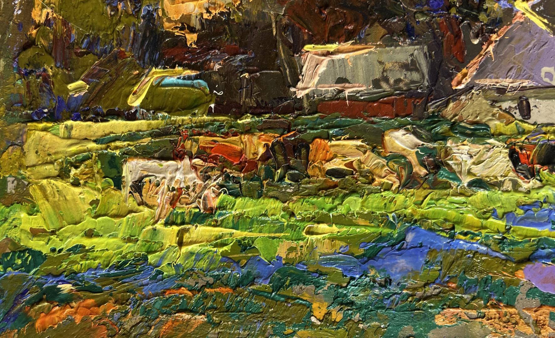 Vibrant impressionist oil painting Along the green field by Oleksiy Ivanyuk