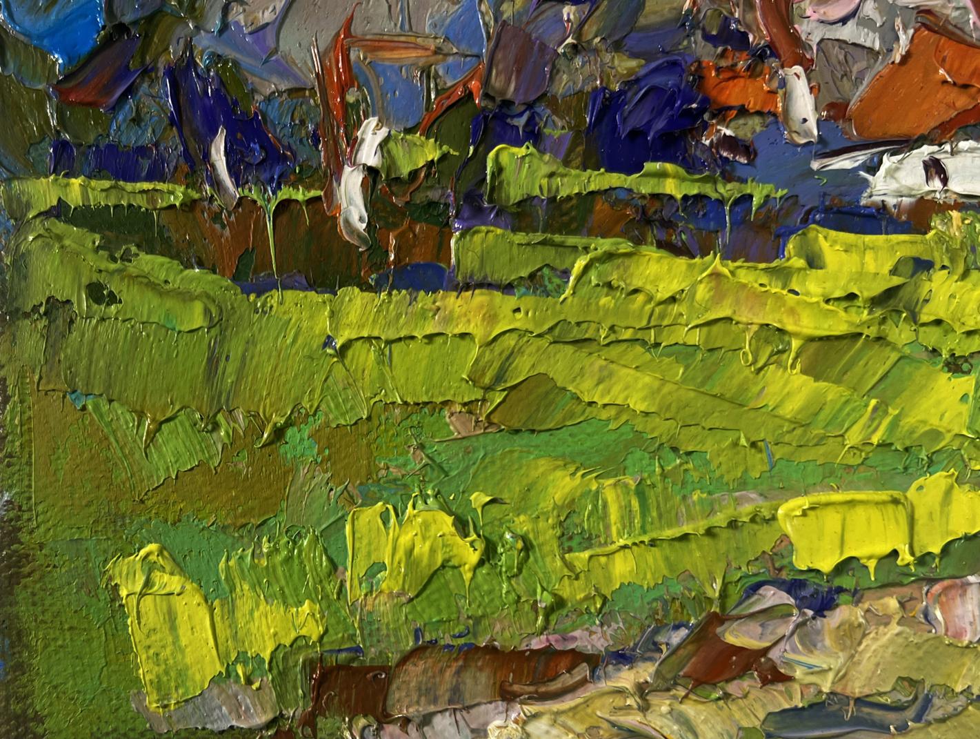 Vibrant impressionist oil painting As the snow melts early spring comes by Oksana Ivanyuk