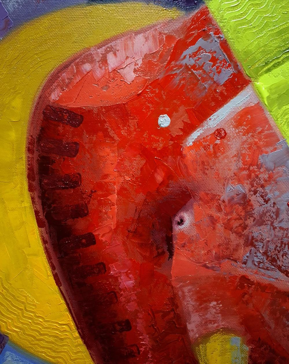 Vibrant red abstract oil painting In the Arena by Sergiy Voichenko