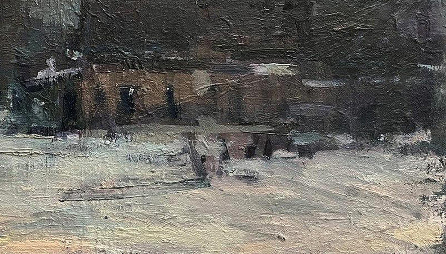 Textured impressionistic oil painting In peace by Volodymyr Pashchenko snowy landscape
