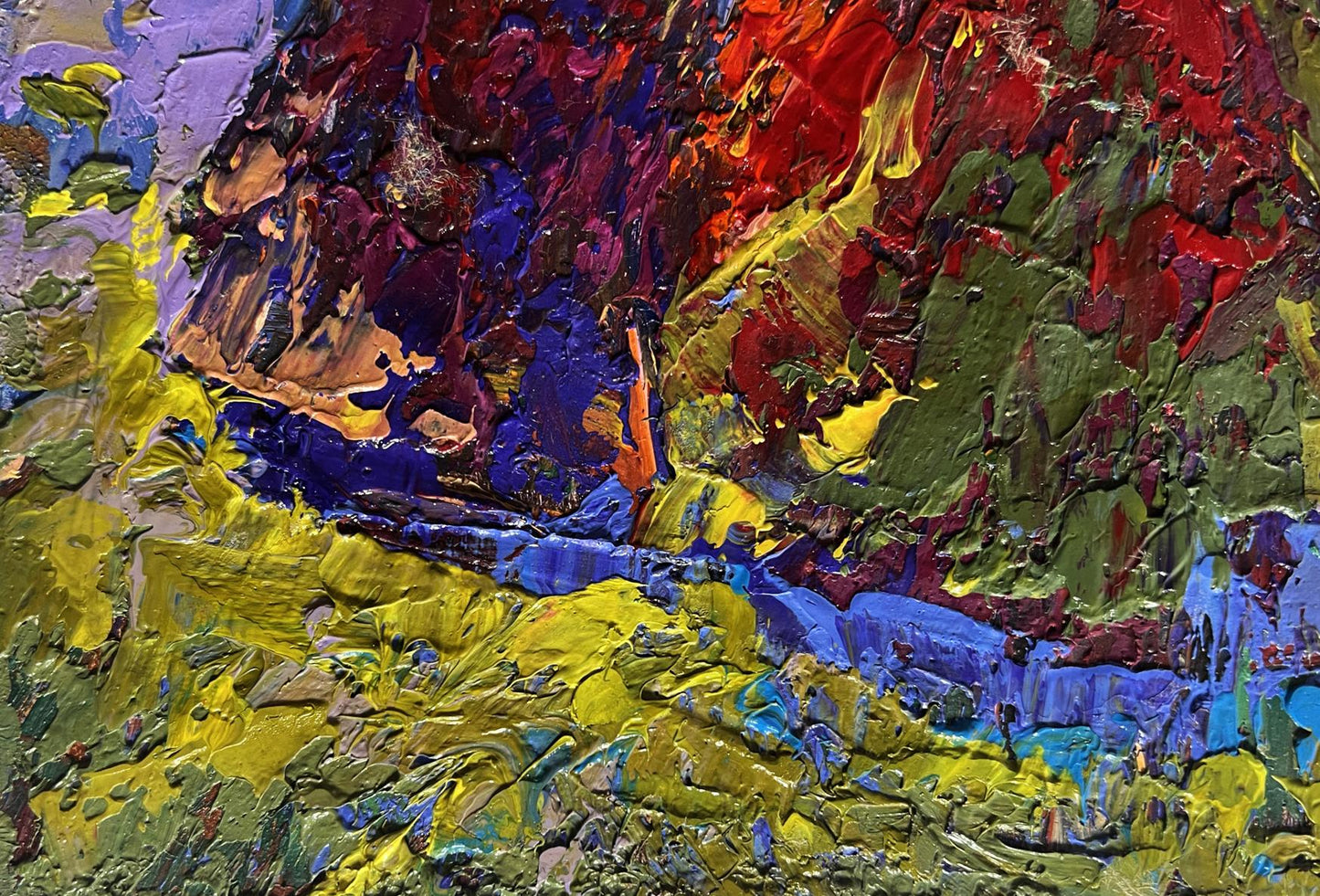 Oil painting The moon illuminates the field by Oleksiy Ivanyuk vibrant abstract