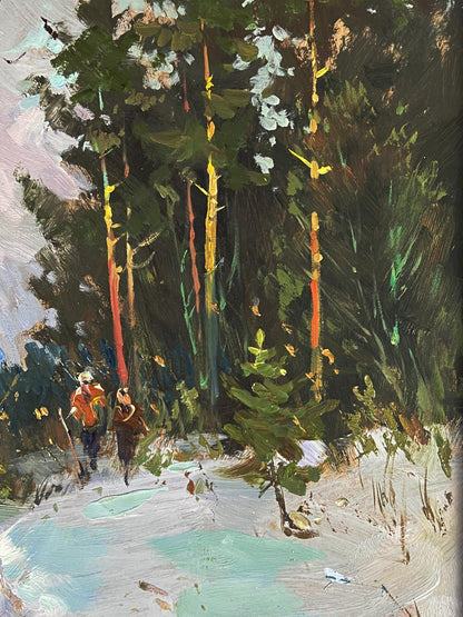 Vibrant impressionist oil painting A walk through the winter forest by Yuriy Suprunchuk