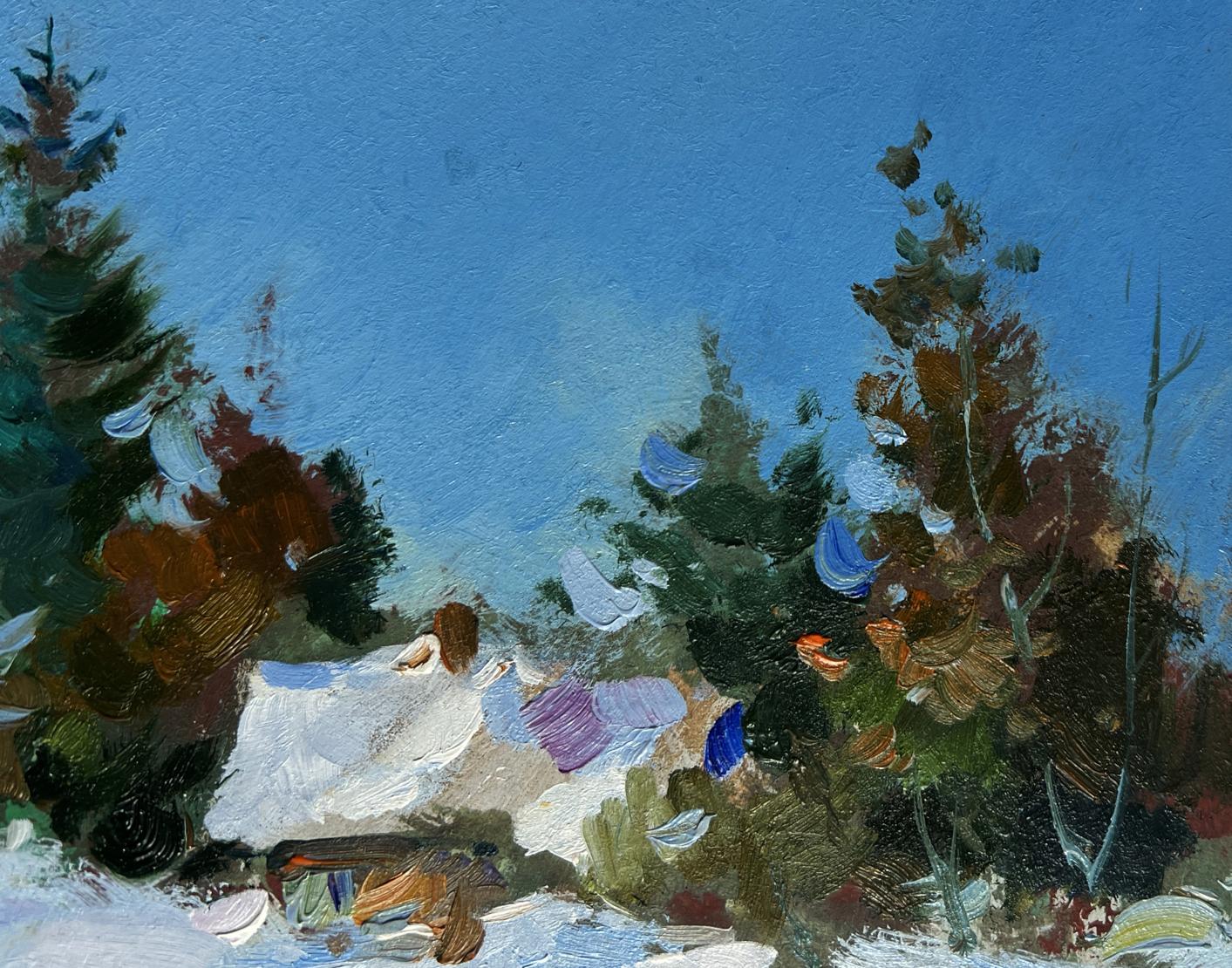Oil painting House in the Snow by Yuriy Suprunchuk snowy landscape