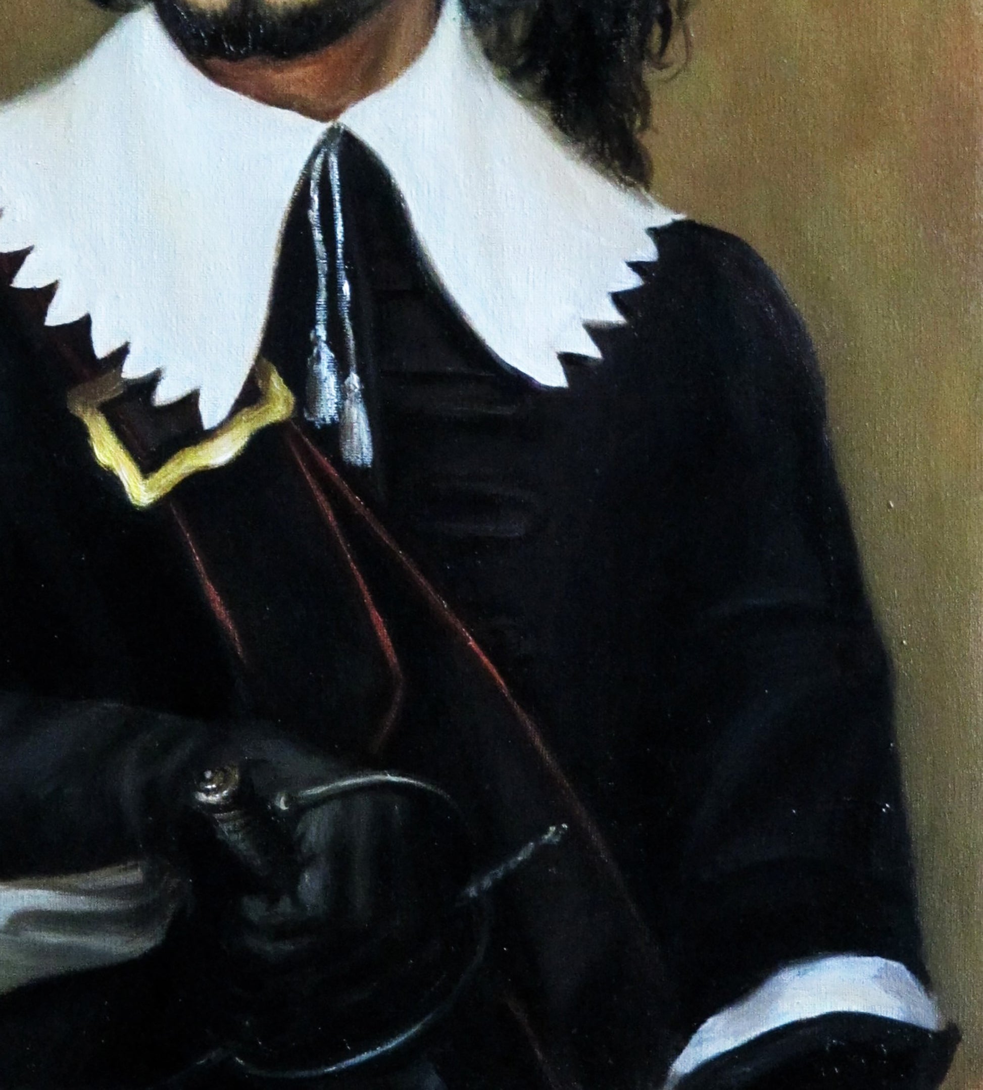 Oil painting Rochefort Valeriy Bulat black velvet jacket with white ruffled collar
