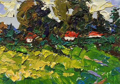 Oil painting Yellow fields near the village by Oleksiy Ivanyuk