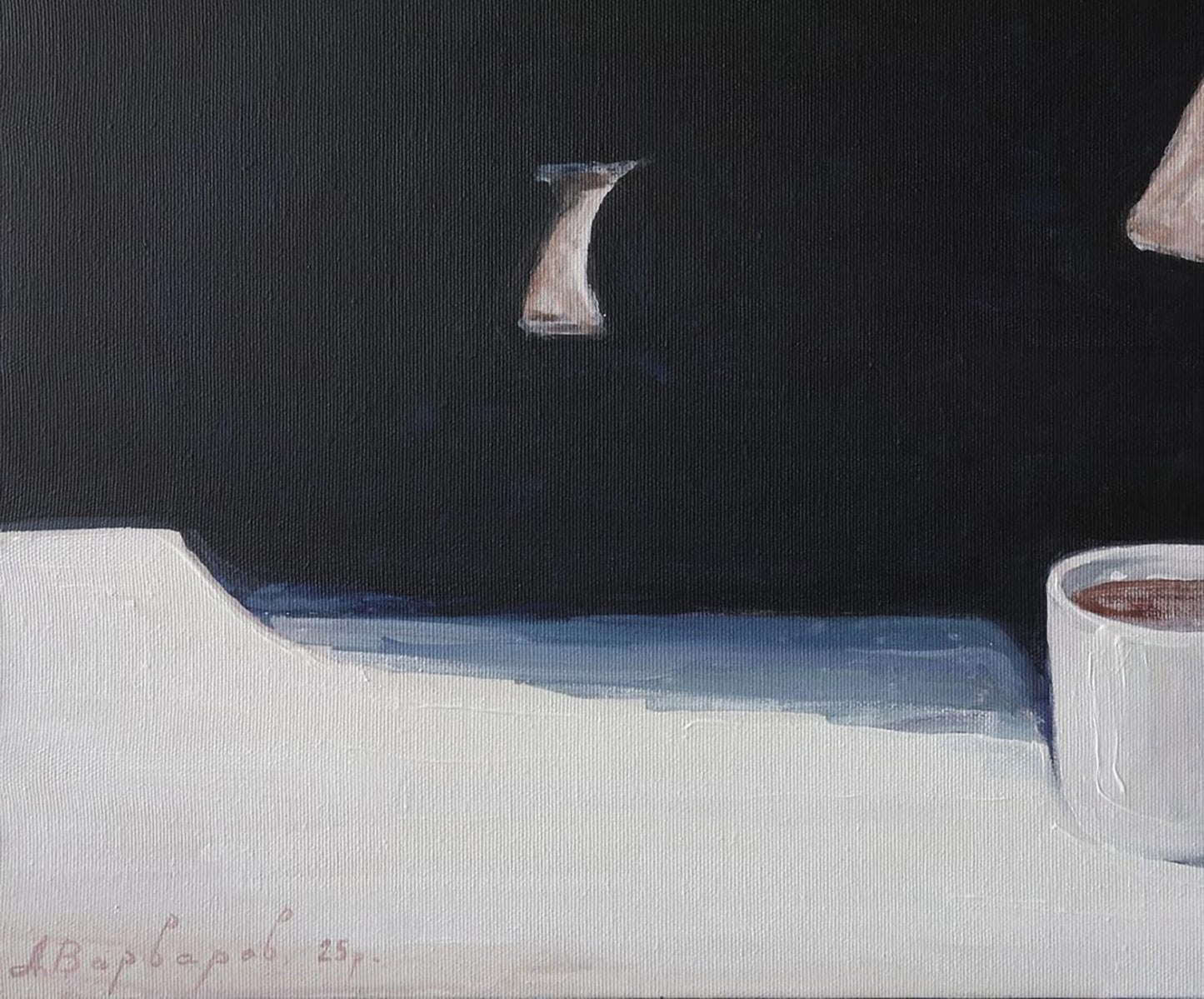 Acrylic painting Girl and coffee Anatoly Varvarov