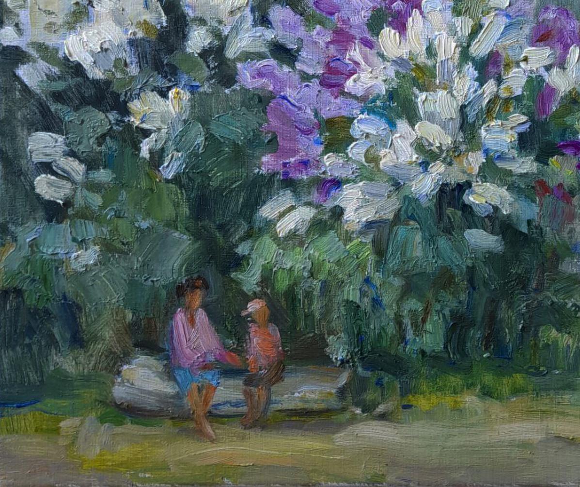 Oil painting Quiet conversations of the village by Ivan Kovalenko