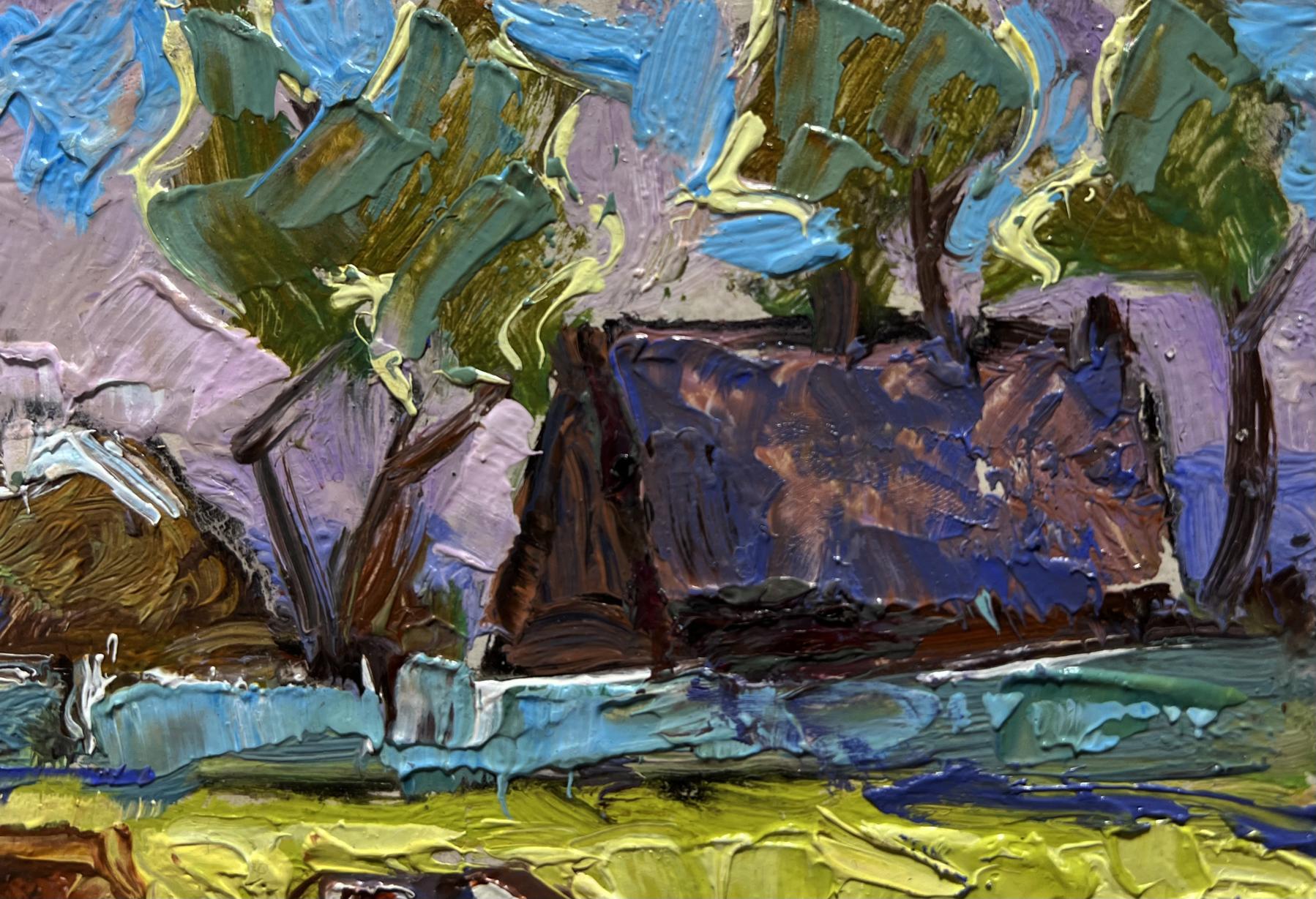 Oil painting Cows on a green field by Oleksiy Ivanyuk textured landscape