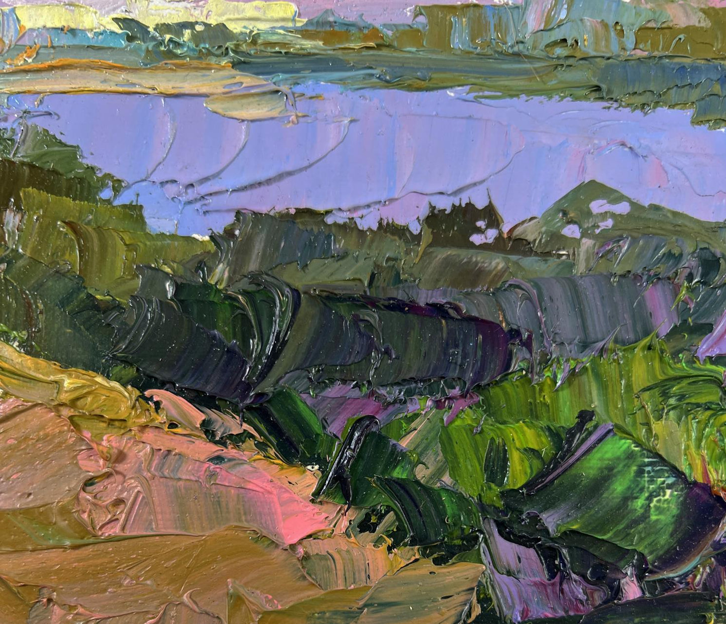 Impasto landscape Oil painting September calm by Boris Serdyuk