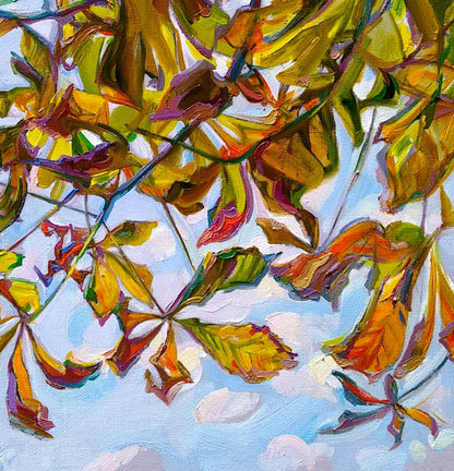Oil painting Autumn kaleidoscope by Leonid Pavlenko: vibrant autumn leaves
