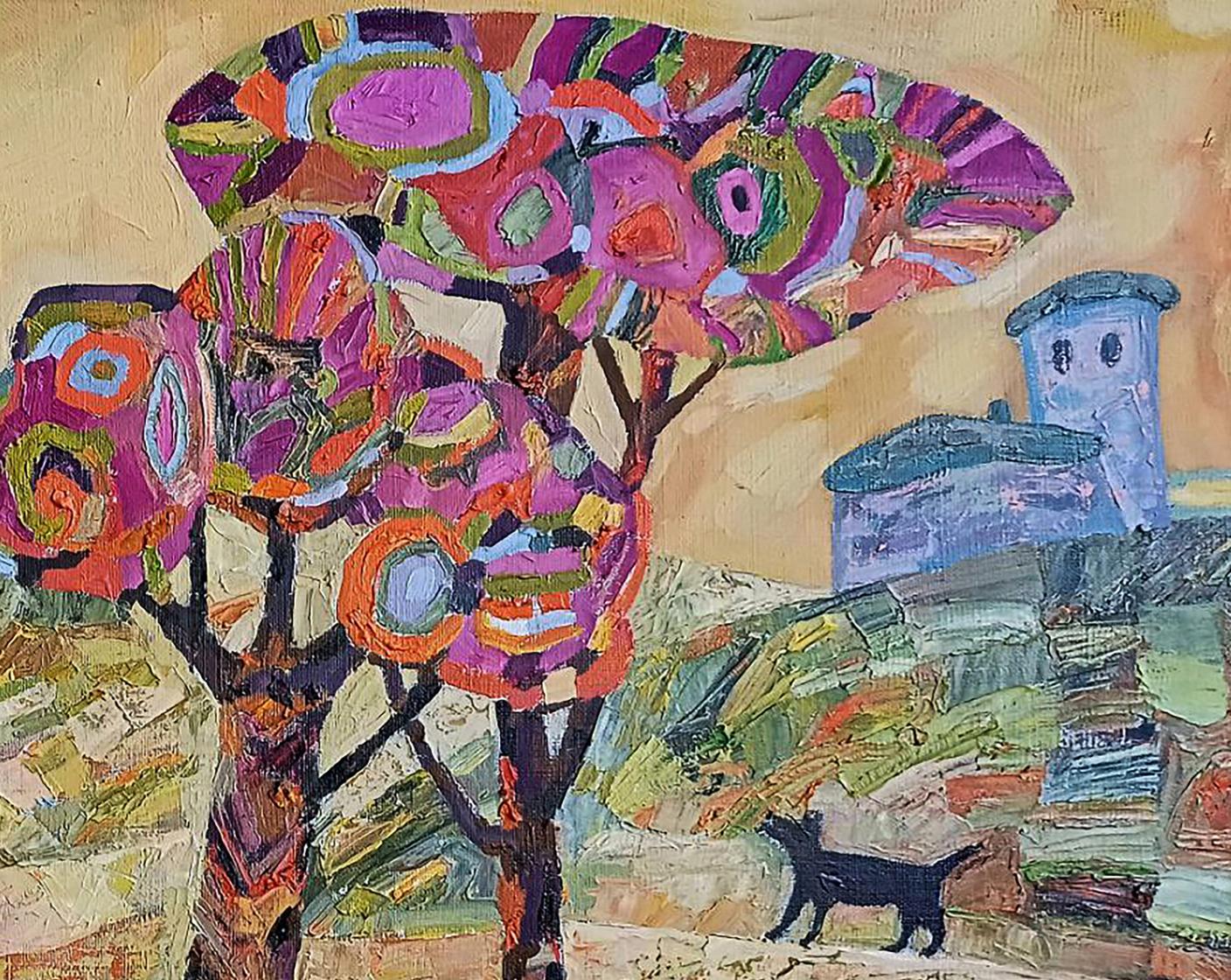 Vibrant abstract tree oil painting by Tatyana Shulyak