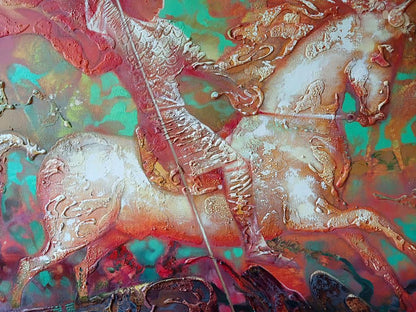 Abstract oil painting Warrior on horseback Anatoly Tarabanov