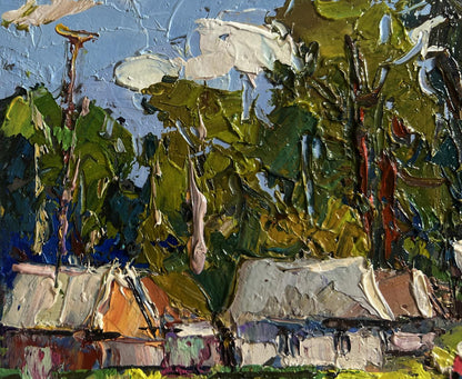 Impasto oil painting On the edge of the village by Oksana Ivanyuk