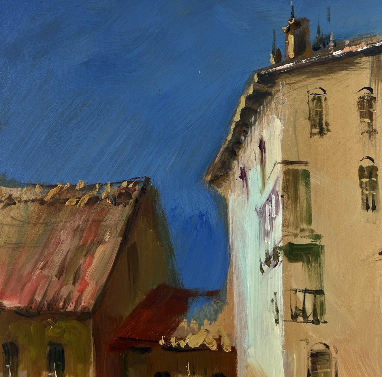 Oil painting of beige Venice street building by Yuriy Suprunchuk