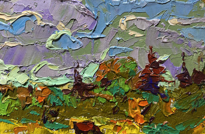 Oil painting Field and Forests by Oleksiy Ivanyuk impasto landscape