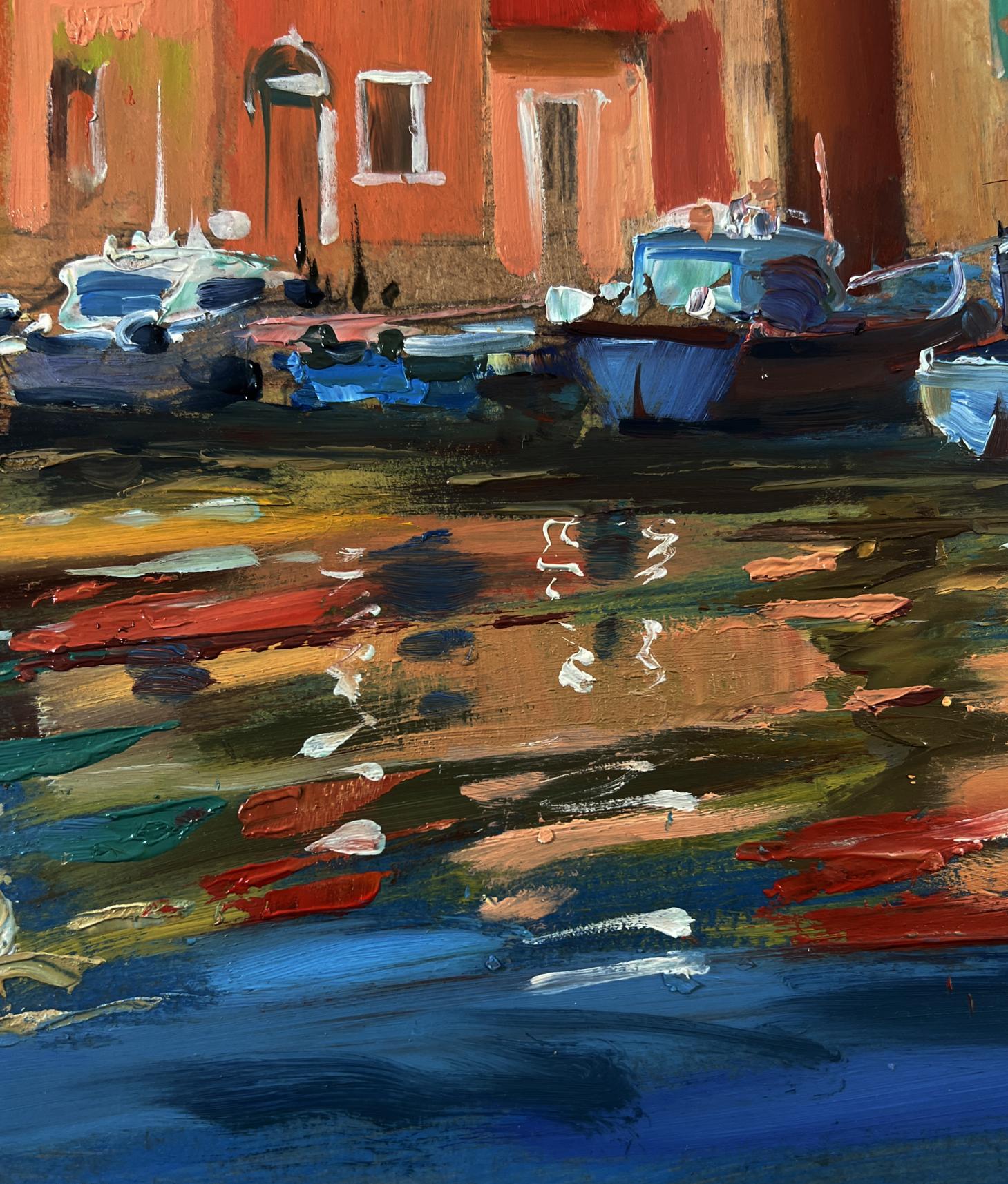 Vibrant impressionist oil painting of Venice old street canal by Yuriy Suprunchuk