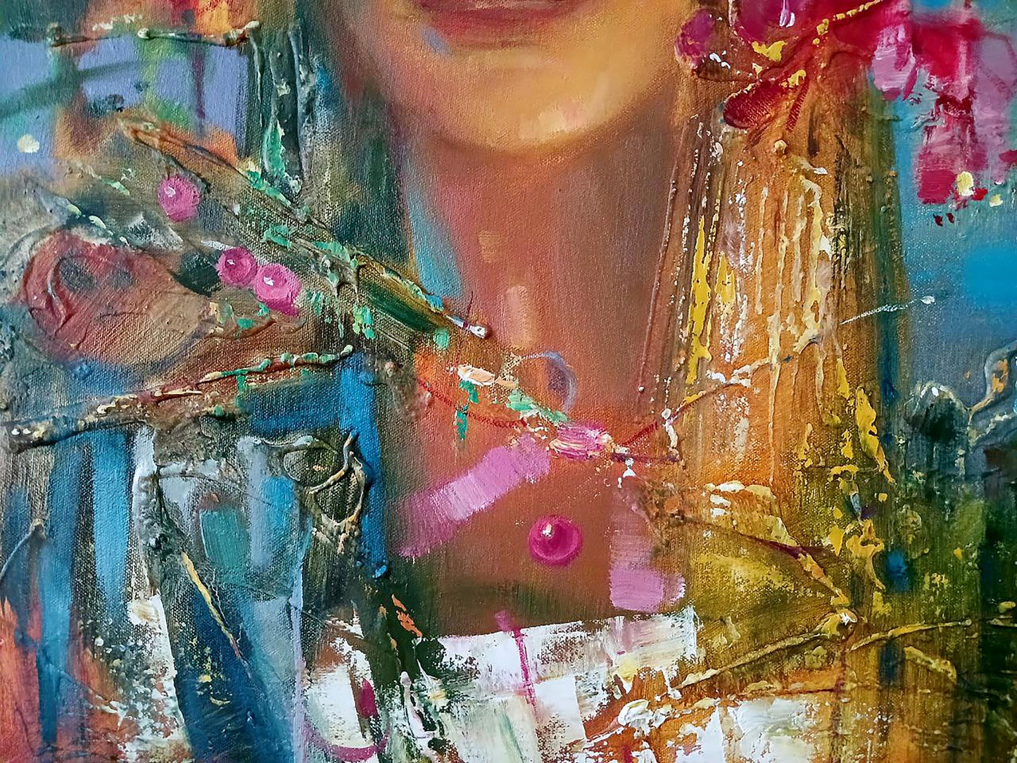 Abstract oil painting Kupala night by Anatoly Tarabanov with vibrant colors