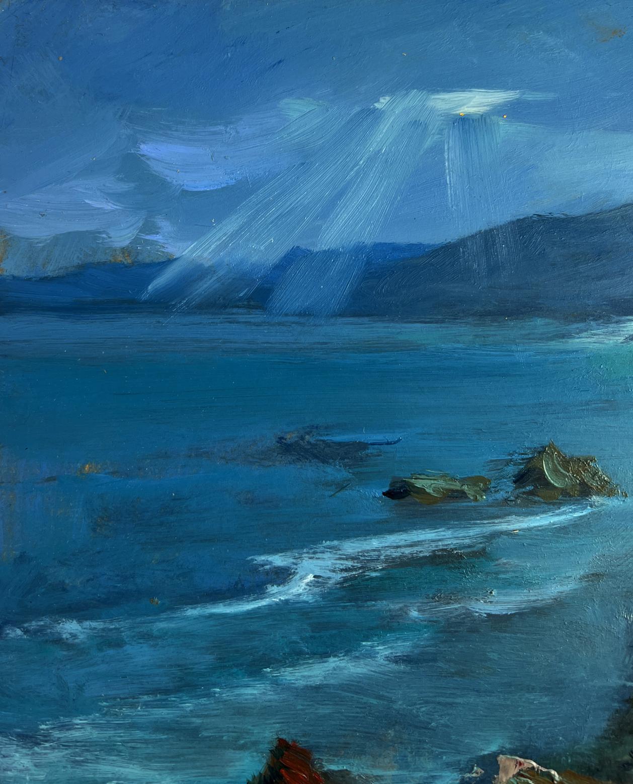 Oil painting Sunlight through the clouds by Yuriy Suprunchuk coastal scene