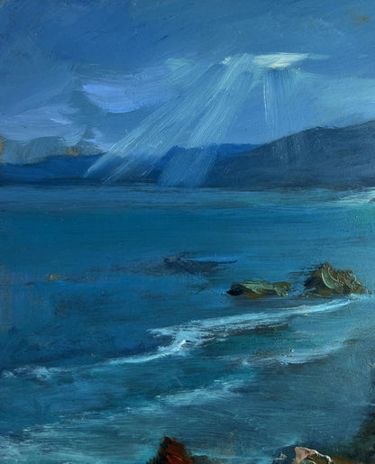 Oil painting Sunlight through the clouds by Yuriy Suprunchuk coastal scene