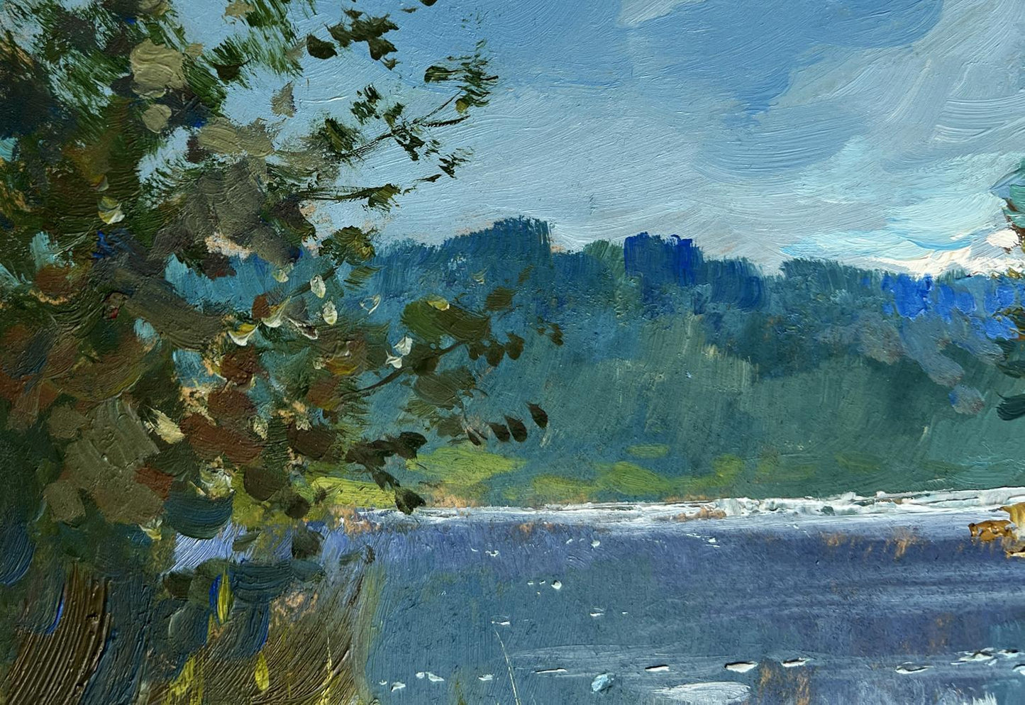 Textured impressionist oil painting By the Evening in Nature by Yuriy Suprunchuk