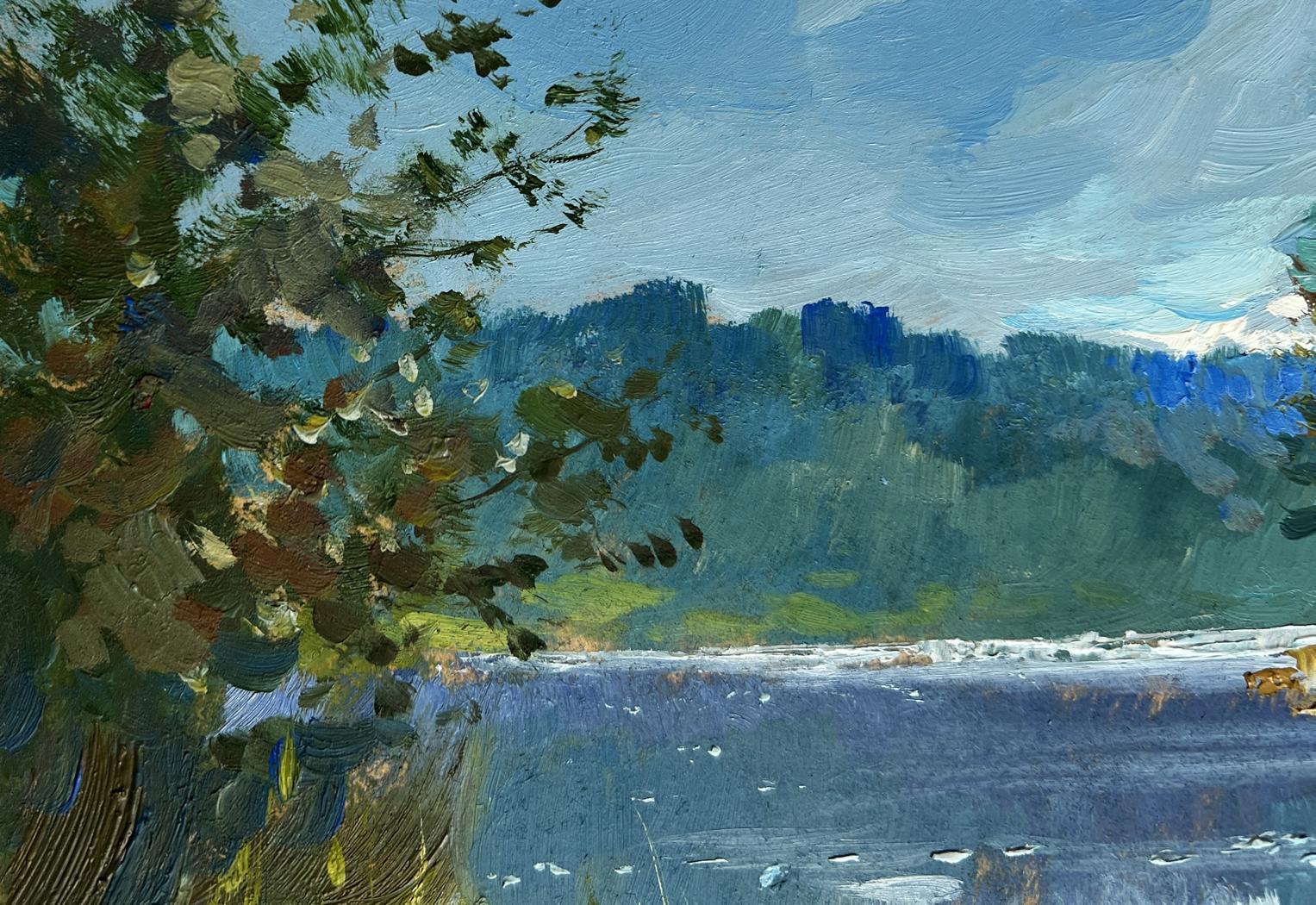 Textured impressionist oil painting By the Evening in Nature by Yuriy Suprunchuk